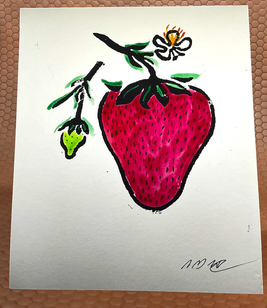 Strawberry Watercolor 9”x 7.5”