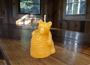 Bear with Skep Beeswax Candle 2.5"