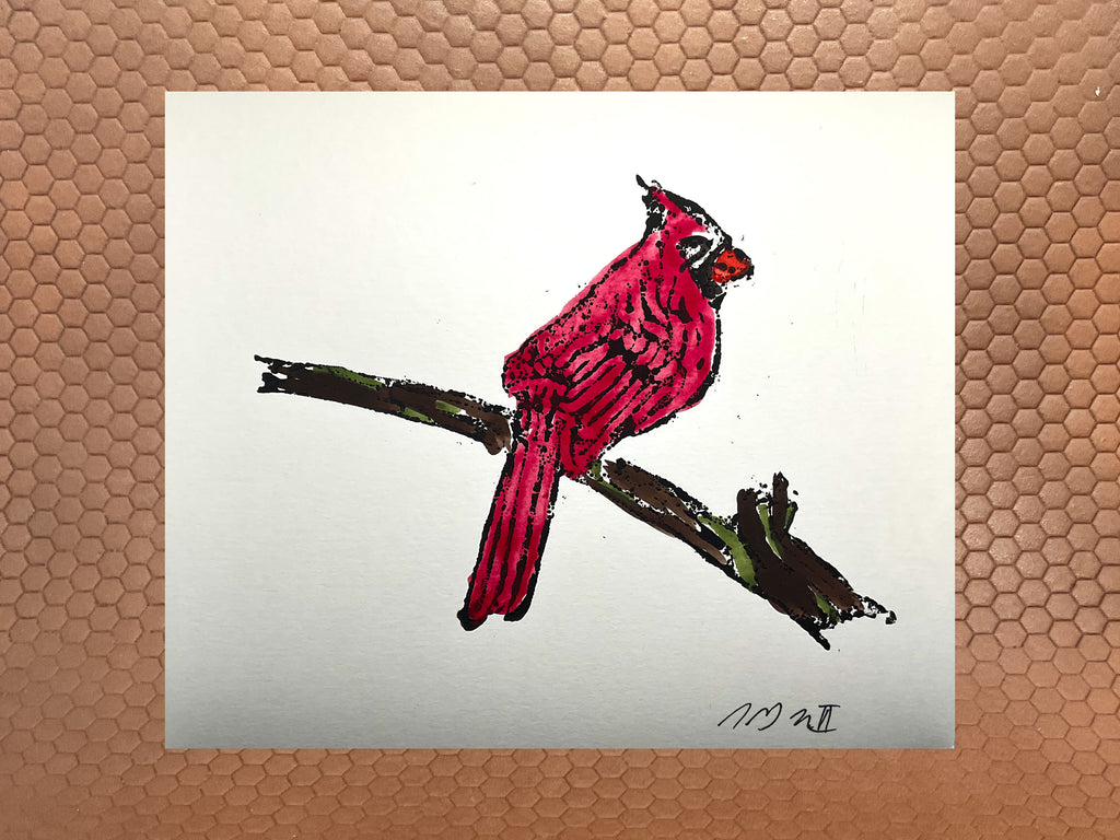 Cardinal Watercolor 9”x 7.5”
