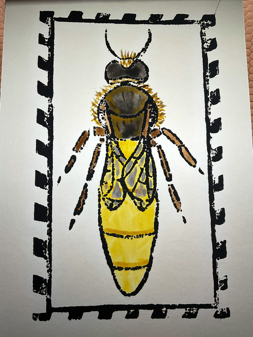 Italian Queen Bee Watercolor 11”x7”