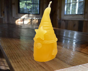Gnome with Star Beeswax Candle 3.5”H