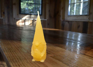Gnome Carrying Heart Beeswax Candle 4”